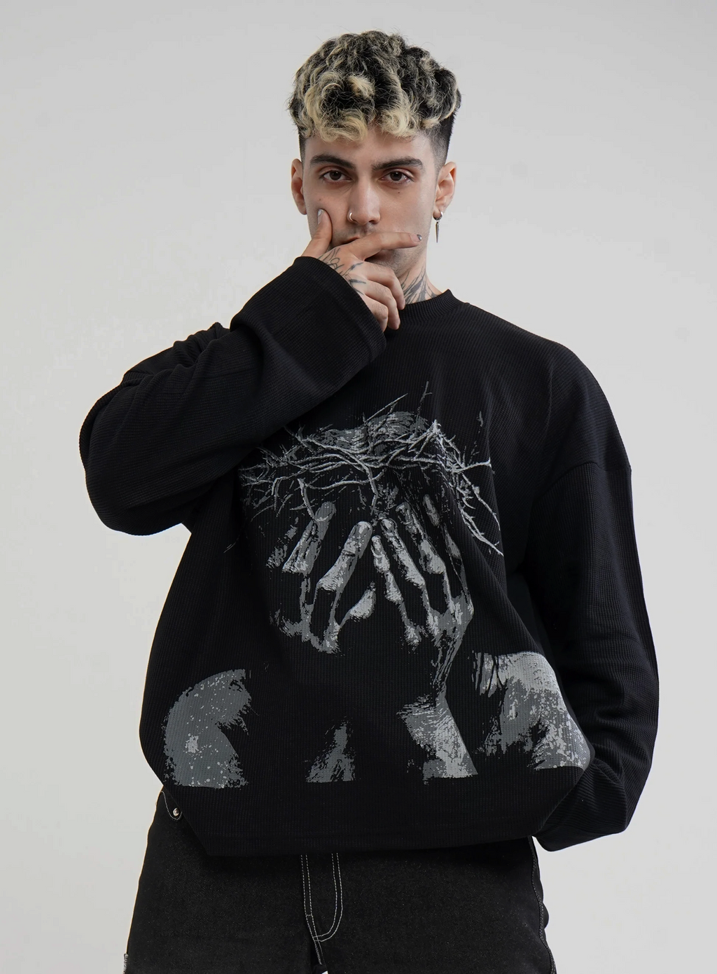 Saint Grief Edition Hymns Wear – close-up detail, sizes XS–XL