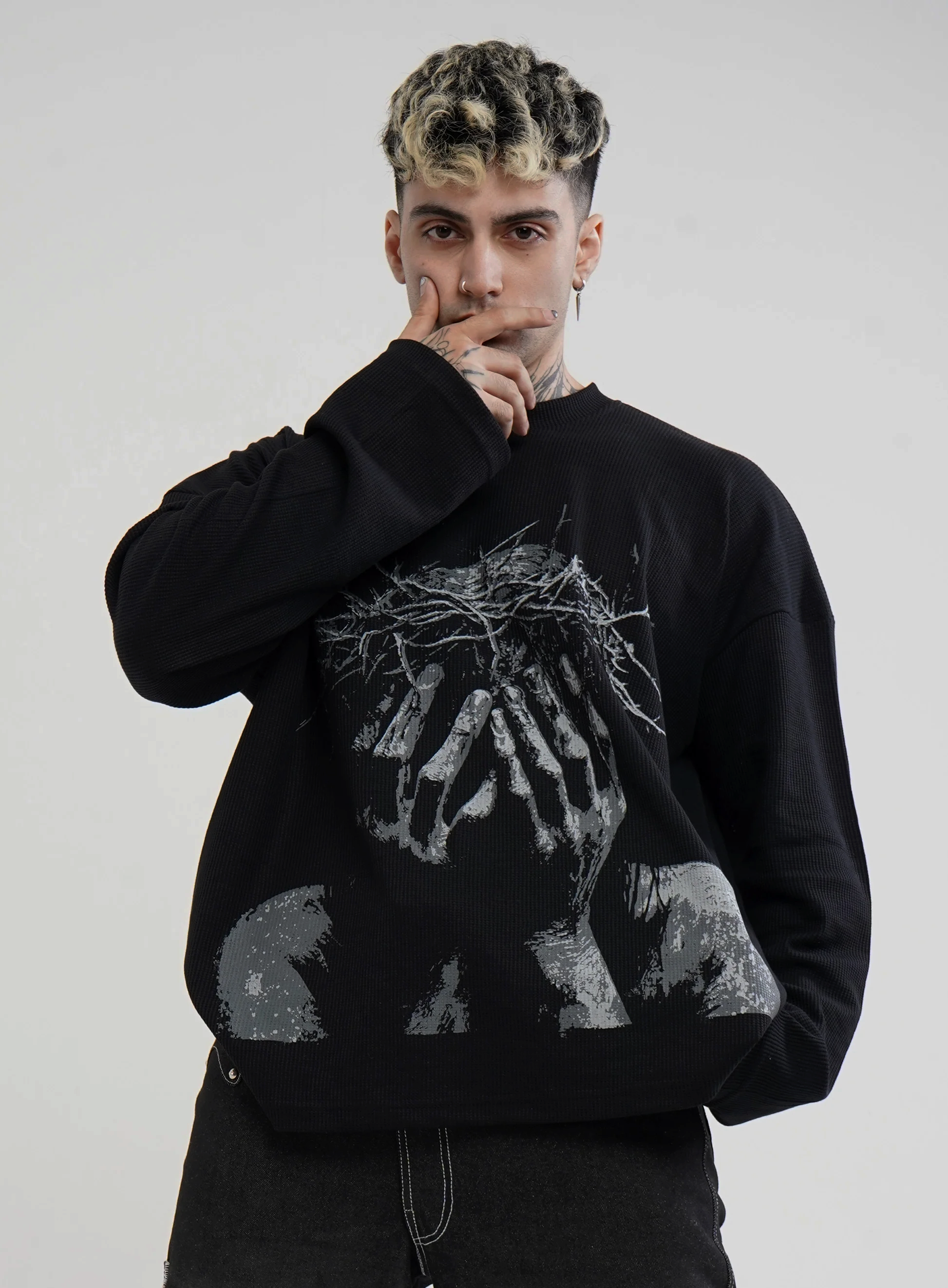Saint Grief Edition Hymns Wear – close-up detail, sizes XS–XL