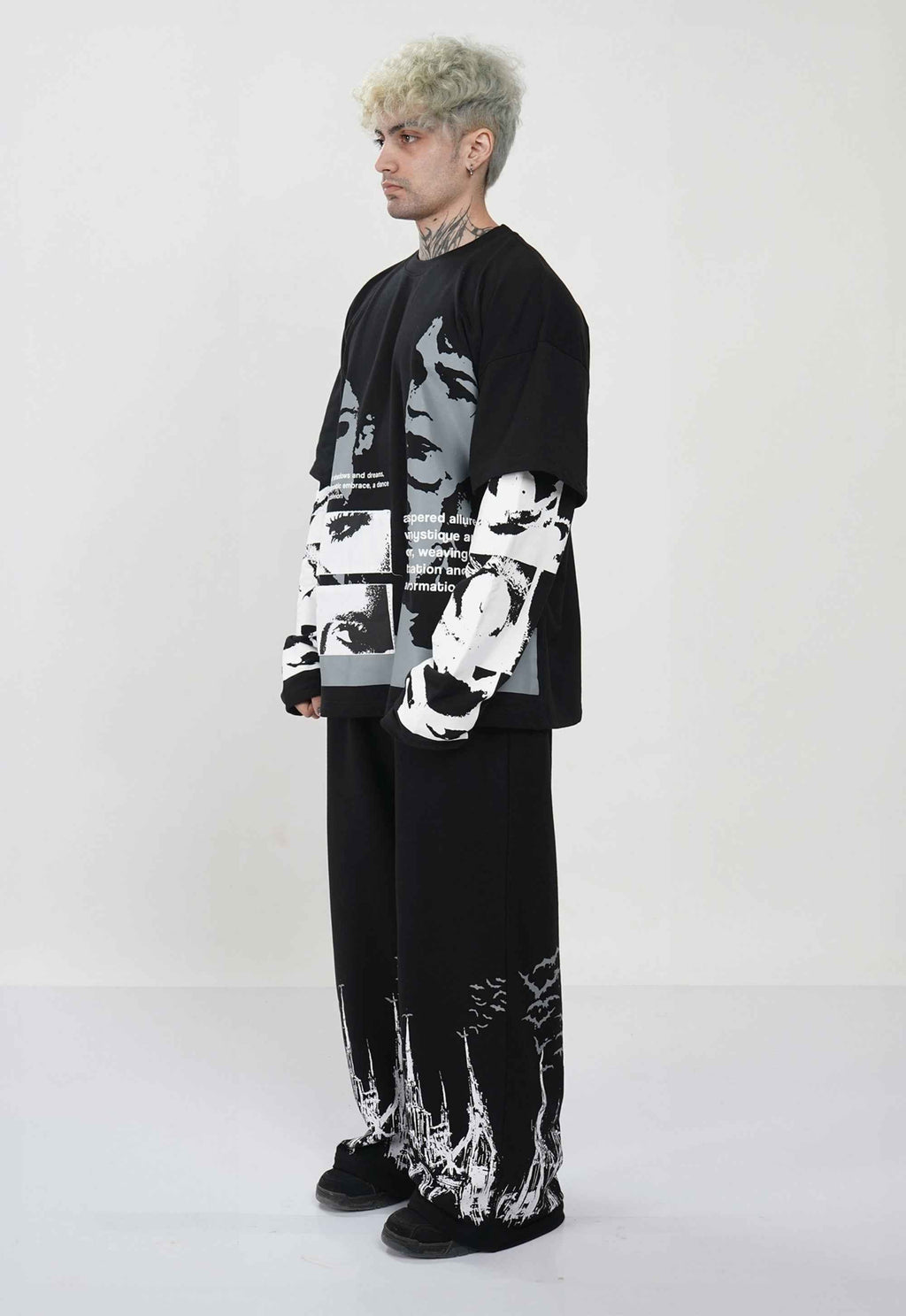 Shadow Edition Set close-up detail – Hymns Wear matching set, XS/S–XS/XXL