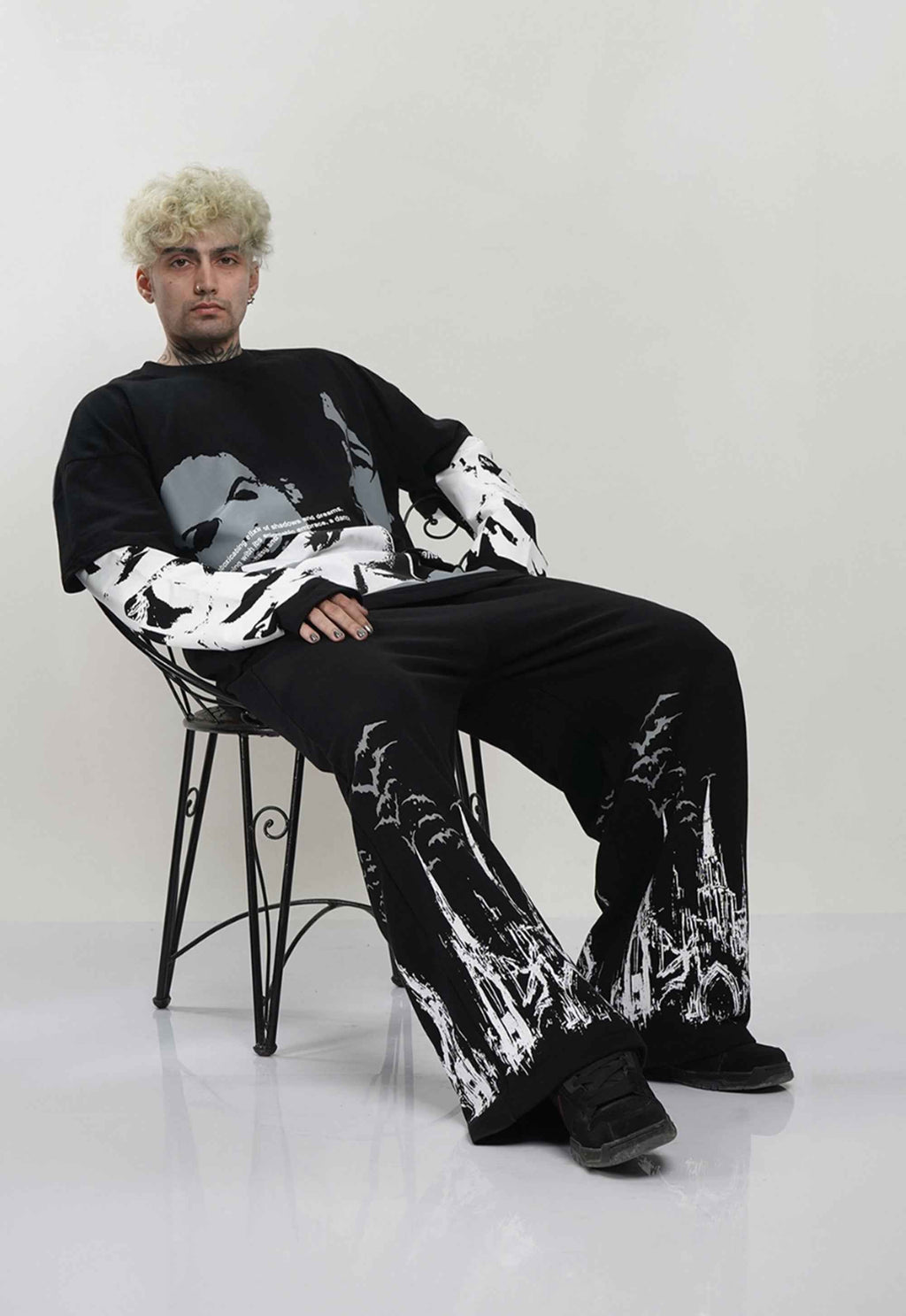 Shadow Edition Set lifestyle shot – Hymns Wear coordinated two-piece, XS/S–XS/XXL